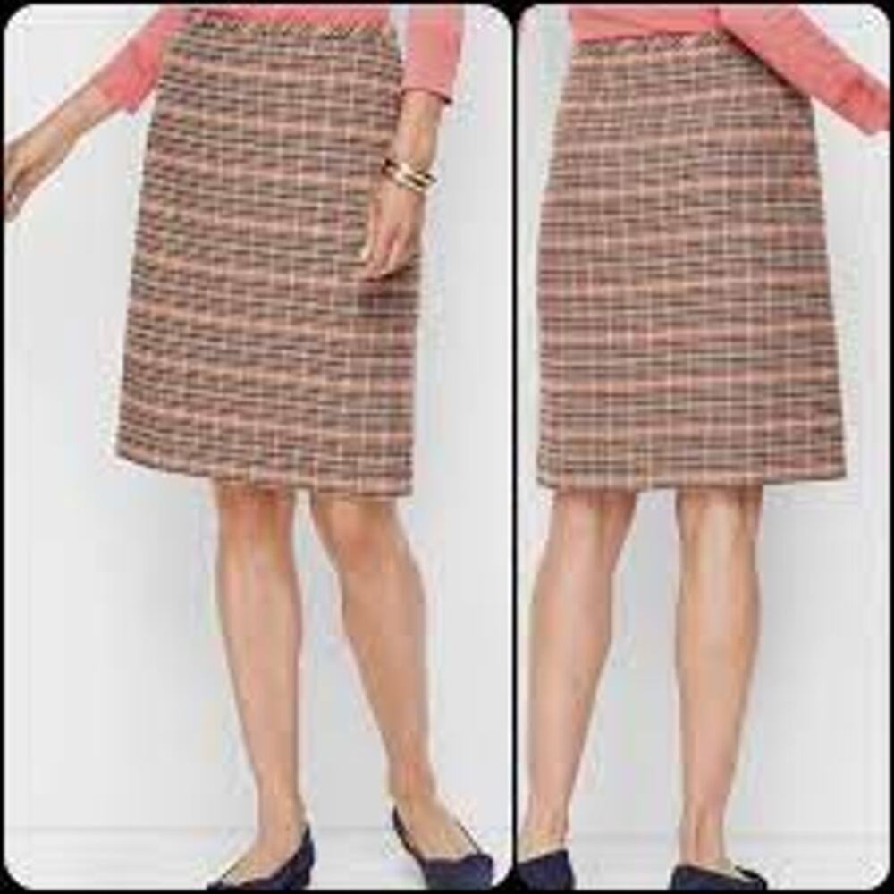 Talbots Recycled Wool Skirt Pink Plaid A-Line Fall Winter Women 10